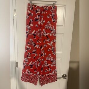 Laundry by Shelli Segal Red print flowy drawstring pants size small